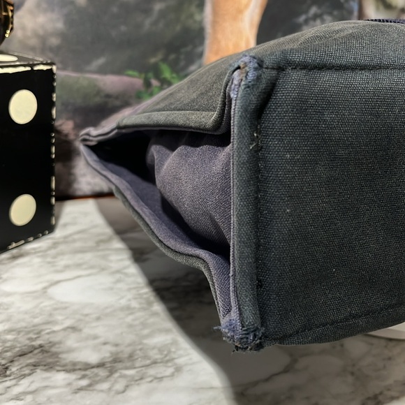 HERMES Fourre Tout MM Tote Bag Handbag Canvas Blue and Black in GUC. - Picture 10 of 16